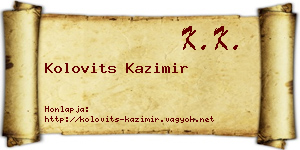 Kolovits Kazimir névjegykártya
